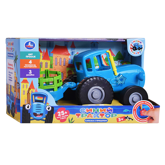 Каталка 25+ песен, стихов, звуков. пластик. свет "Синий трактор"