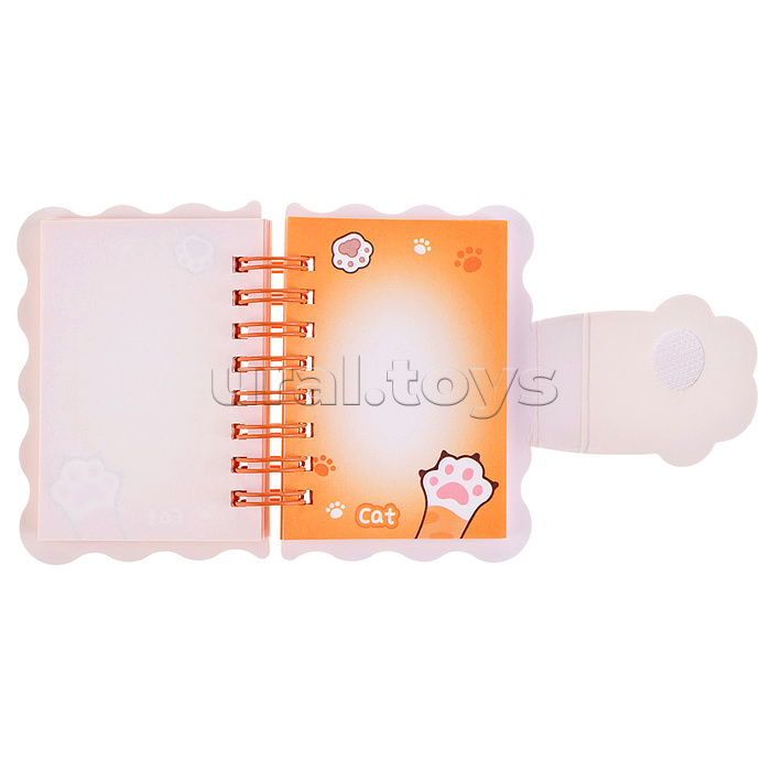 Блокнот на евроспирали "Лапки" 6х8.5 см, 80 л, цветной внутренний блок, плотность бумаги 70г/м2, 4 дизайна в ассортименте, ОПП-упаковка