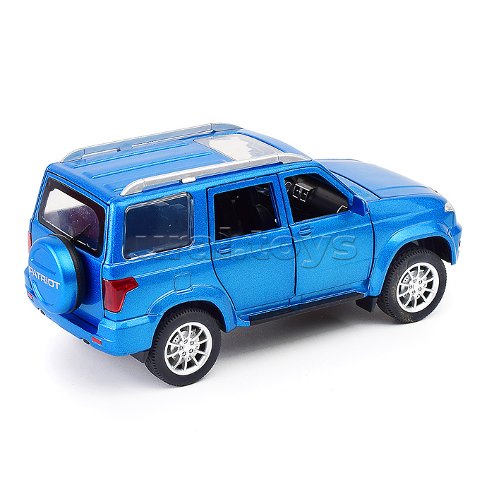 Машина металл UAZ Патриот 17,8 см, (двери, свет-звук, инерция, син,) в коробке