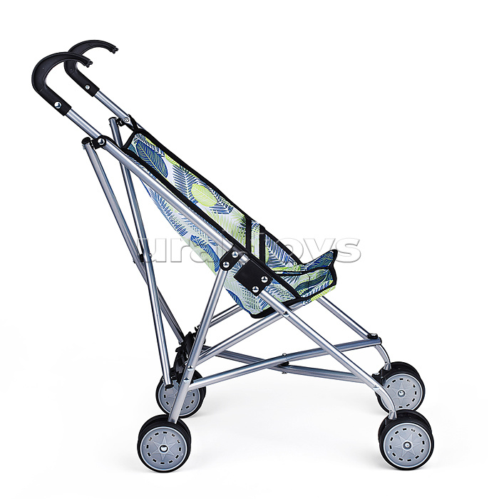 Коляска для кукол металлическая, складная, прогулочная, принт листья.