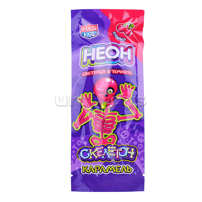 Карамель на неоновой палочке "Неон Скелетон" 10г (30шт)