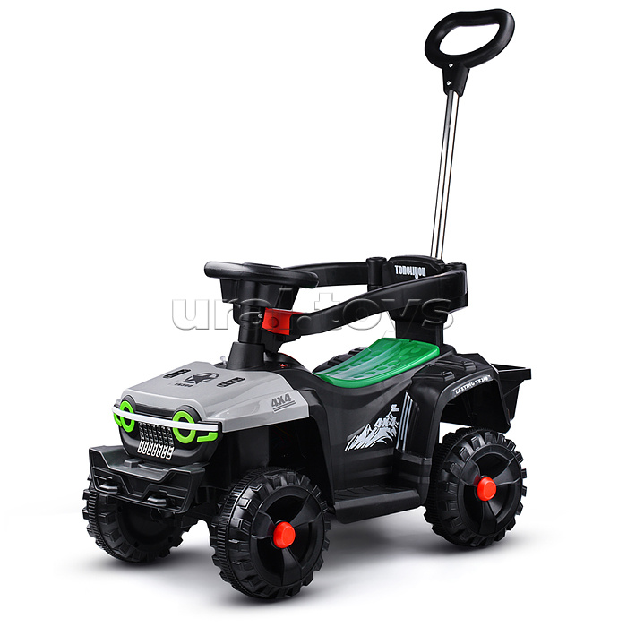 Электромобиль "Яркий старт" с родительской ручкой, на аккумуляторе 6V. серый