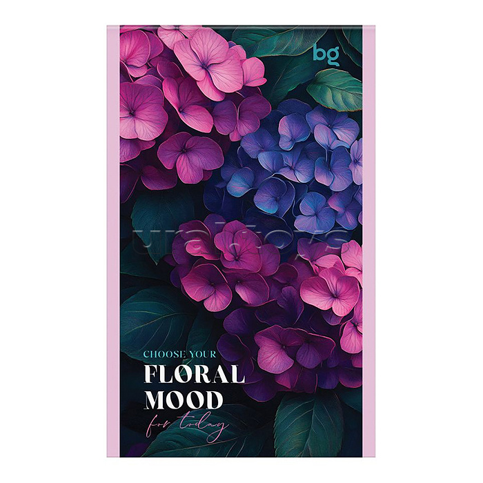 Блокнот А6 32л., на скрепке "Floral mood", блестки