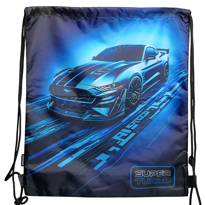 Сумка для сменной обуви "Super Turbo" 40x47 см, износостойкий полиэстер с водоотталкивающей пропиткой, 1 отделение, на веревочной завязке, с вставкой из пластиковой сетки для вентиляции, с петлей для повеса и переноски, черный