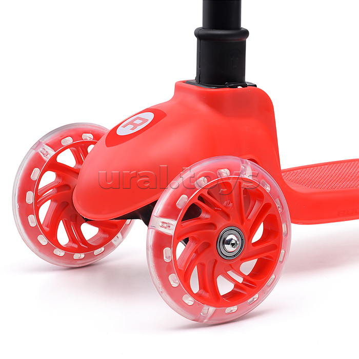 Самокат трёхколёсный ROCKET колёса PU, цвет красный
