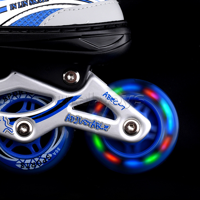 Ролики детские (размер M) с защитой для катания, синий, в коробке