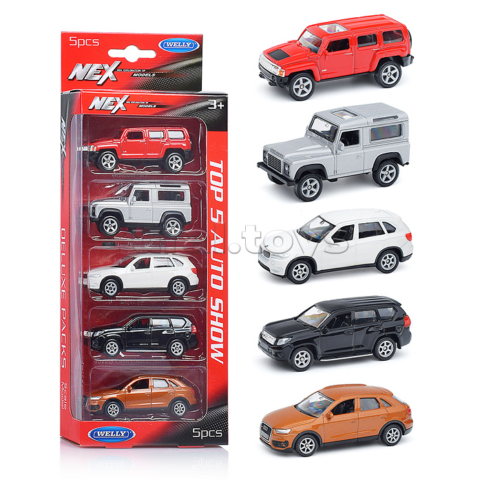 Набор 1:60, Hummer H3, LR Defender, BMW X5, Toyota LC Prado, Audi Q3, 5 шт. Набор 1:60, Hummer H3, LR Defender, BMW X5, Toyota LC Prado, Audi Q3, 5 шт.