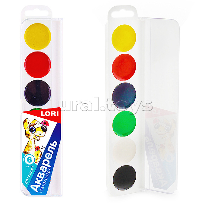Акварель 6 цветов Детская , с е/п, б/к