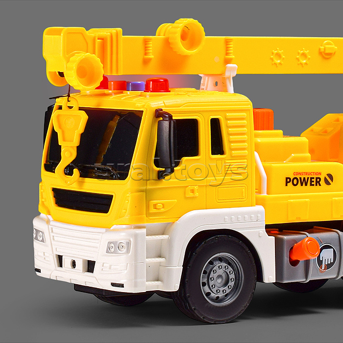 Машина "Кран" 1:16 (свет, звук) в коробке (цвет желтый)