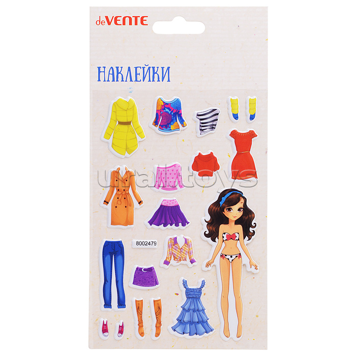 Наклейки мягкие "Одевайка модница" размер карточки 10x15 см, puff, объемные, многоразовые Наклейки мягкие "Одевайка модница" размер карточки 10x15 см, puff, объемные, многоразовые