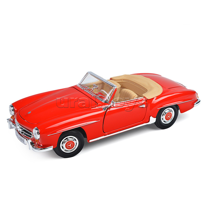 Машинка die-cast 1955 Mercedes-Benz 190SL, 1:18,  красная, открывающиеся двери