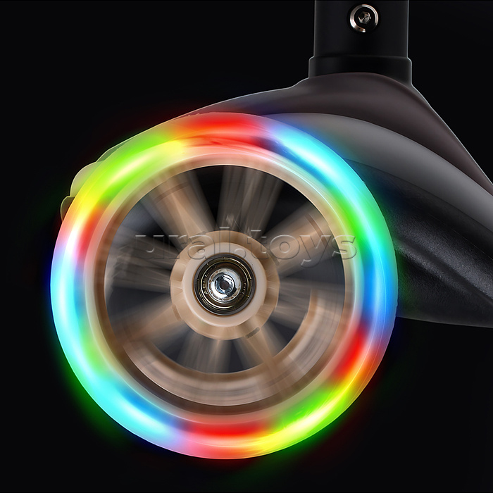 Самокат трёхколёсный ROCKET светящиеся колеса PU, дека, рулевая стойка, цвет серый