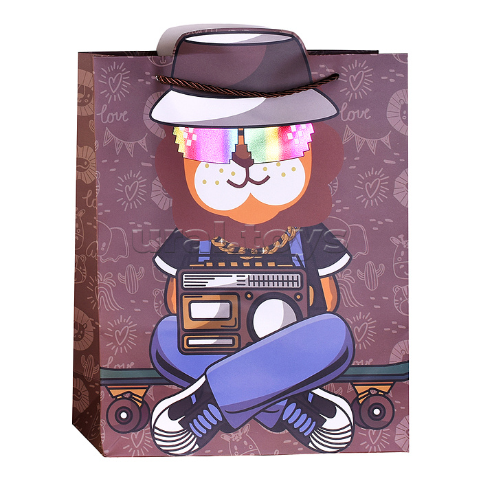 Пакет подарочный "Зверёк в очках" 26*32*10см