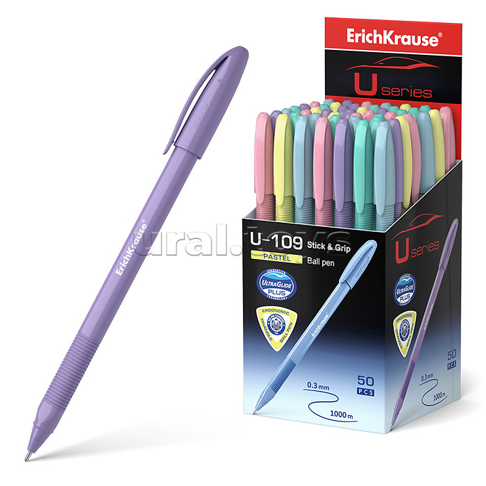 Ручка шариковая U-109 Pastel Stick&Grip 1.0, Ultra Glide Technology, цвет чернил синий (в коробке по 50 шт.)