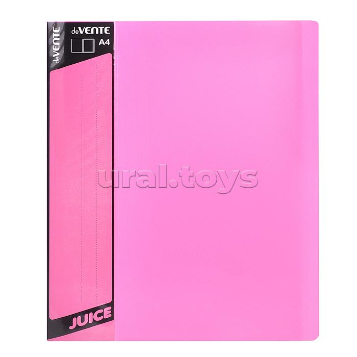 Папка с 020 вкладышами "Juicy" A4, 450 мкм, вкладыши 30 мкм, фактура "песок" внешний карман со сменной этикеткой, внутренний карман, индивидуальная маркировка, непрозрачная розовая