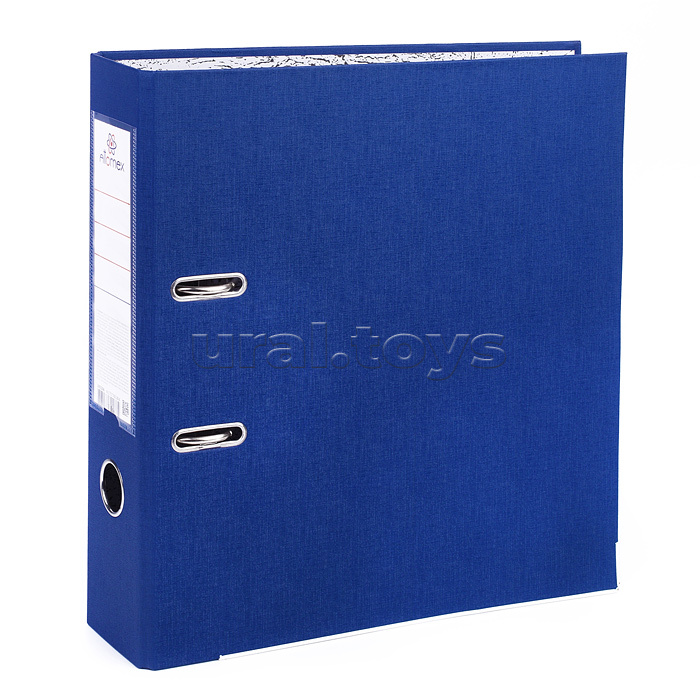 Папка с арочным механизмом "Attomex" A4 75 мм PP разобранная, металлическая окантовка, запечатка форзаца, наварной карман с этикеткой, синяя