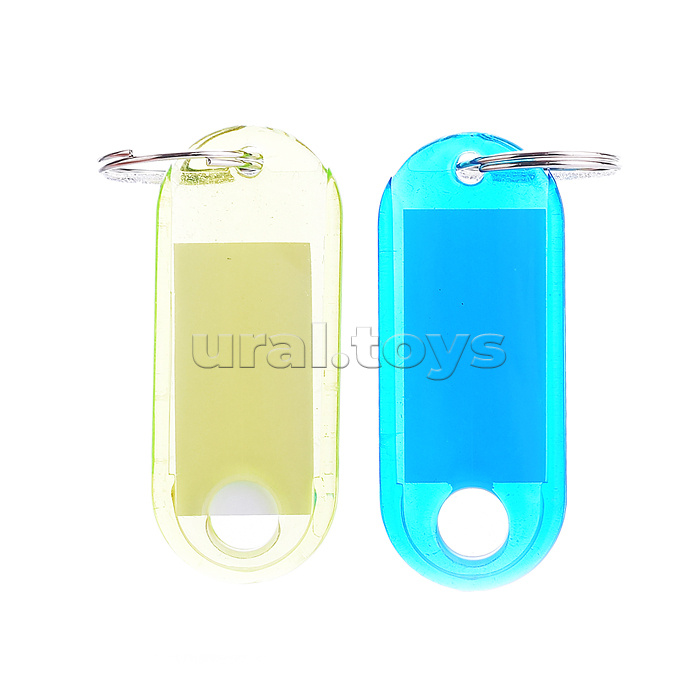 Бирка для ключей, с металлическим кольцом и бумажной вставкой, размер: 5х2 см, 50 шт., микс цветов, ОПП- упаковка