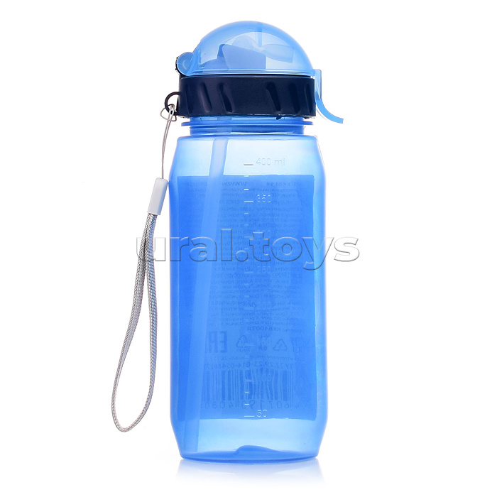 Бутылочка  для воды с трубочкой, 400 мл, в ассортименте/шнурок