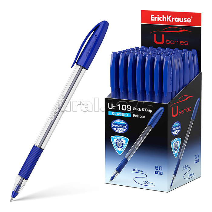 Ручка шариковая U-109 Classic Stick&Grip 1.0, Ultra Glide Technology, цвет чернил синий (в коробке по 50 шт.)
