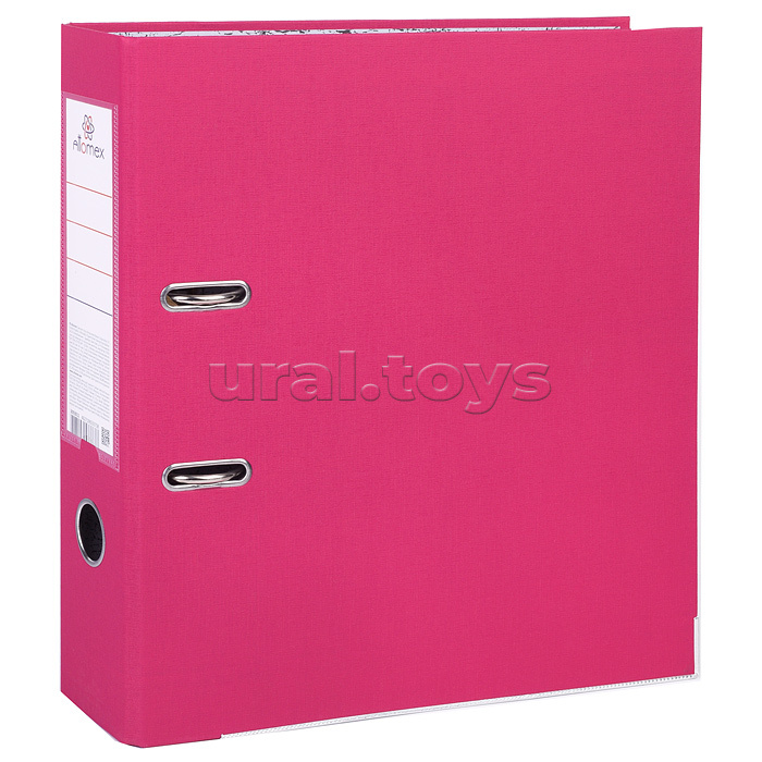 Папка с арочным механизмом A4 75 мм PVC разобранная, металлическая окантовка, запечатка форзаца, наварной карман с этикеткой, ярко-розовая