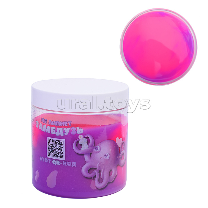 Слайм "Стекло" Медуза 400 грамм фиолетовый/розовый неон
