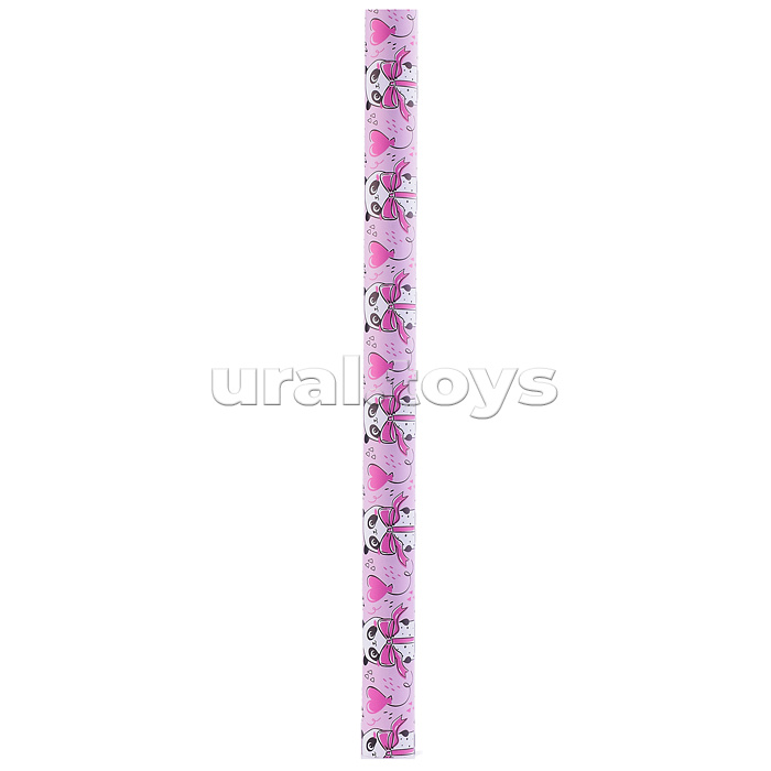 Упаковочная бумага глянц. 70*100см, MESHU "PandaGift_Pink", 90г/м2