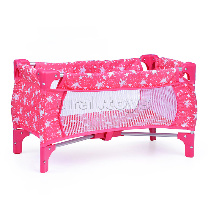 Кукольный набор (коляска, манеж, сумка, стульчик), цвет розовые звезды