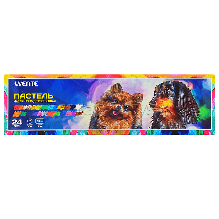 Пастель масляная художественная утолщенная, 24 цвета, круглое сечение 70x11 мм, в картонной коробке с коррексом