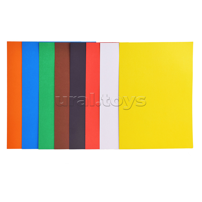 Картон цветной "Девочка с корги" 8 листов, 8 цветов, размер картона 293*205 мм