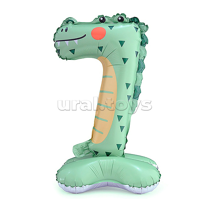 Шар (23''/58 см) Цифра, 7 Зверята, Крокодил, на подставке, 1 шт. в уп.