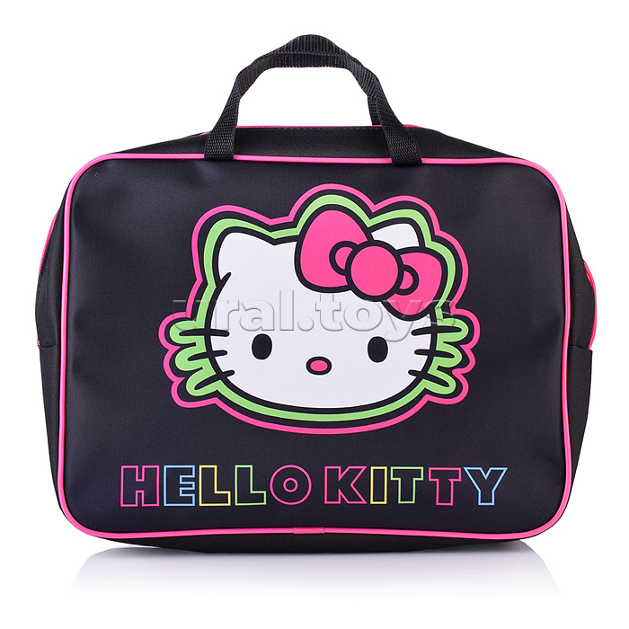 Папка - сумка "Hello Kitty Neon" Формат - А4, боковина - 75 мм. Предназначена для хранения альбомов, рисунков и прочих принадлежностей для школы и творчества.  Модель выполнена из  полиэстера. Папка оснащена текстильными ручками, имеется одно основное отд