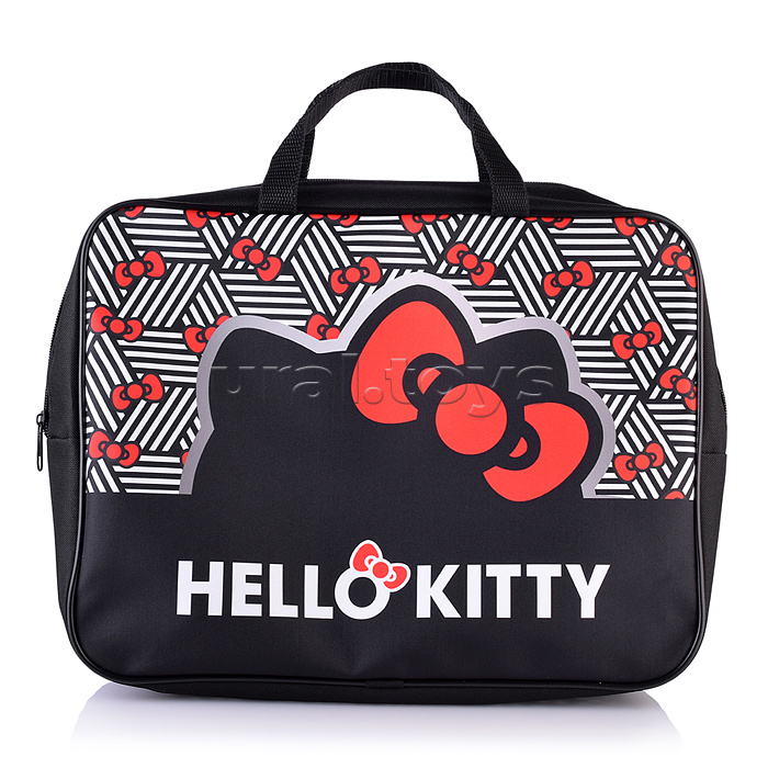 Папка - сумка "Hello Kitty" Формат - А4, боковина - 75 мм. Предназначена для хранения альбомов, рисунков и прочих принадлежностей для школы и творчества.  Модель выполнена из  полиэстера. Папка оснащена текстильными ручками, имеется одно основное отделени