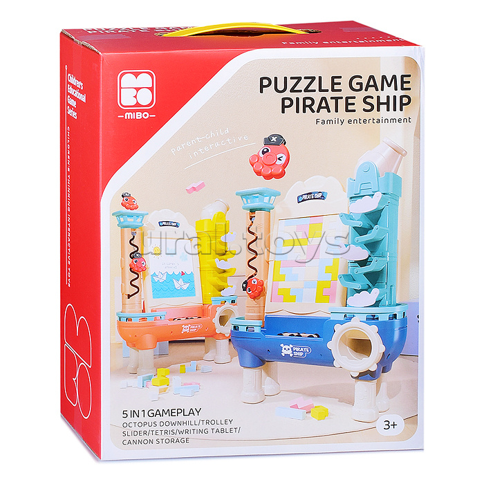 Игровой набор-головоломка "Пиратский корабль" (синий) в коробке