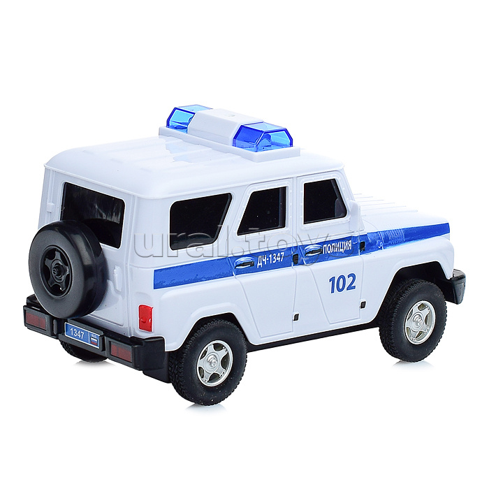 Машина р/у УАЗ Хантер, Полиция, 15 см, (свет, белый) в коробке
