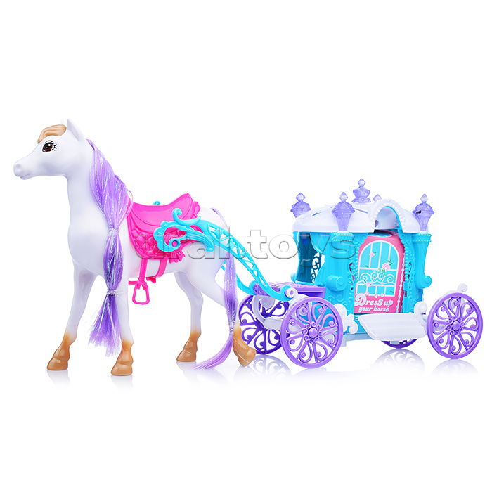 Карета "Сказка" с лошадкой и куклой, в коробке