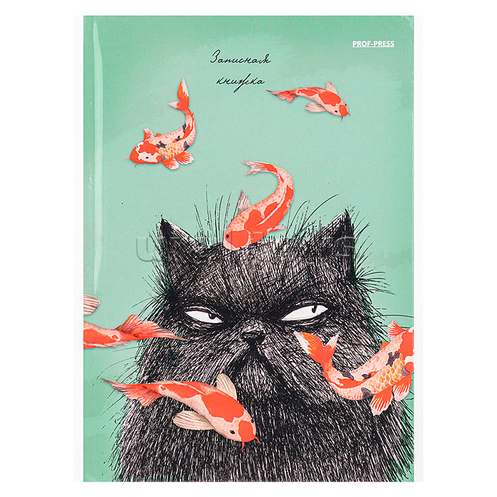 Записная книга А5 80л., "Котик и рыбки"