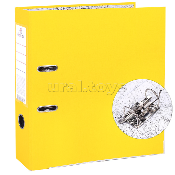 Папка с арочным механизмом A4 75 мм PVC разобранная, металлическая окантовка, запечатка форзаца, наварной карман с этикеткой, желтая