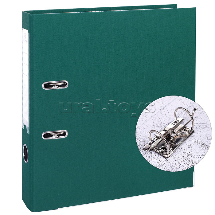 Папка с арочным механизмом A4 50 мм PP разобранная, металлическая окантовка, запечатка форзаца, наварной карман с этикеткой, зеленая