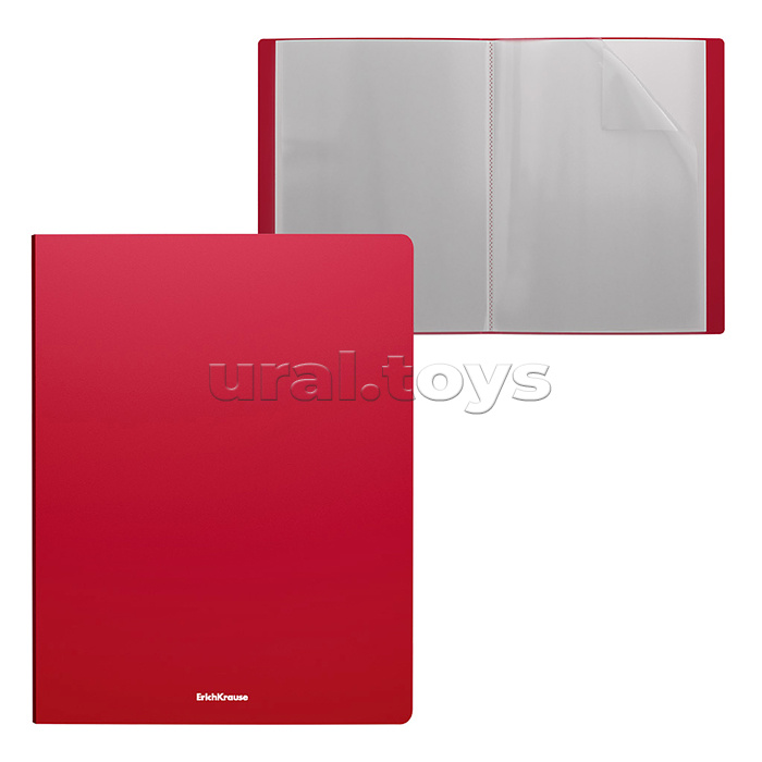 Папка файловая пластиковая ErichKrause® Matt Classic, c 10 карманами, A4, красный (в пакете по 4 шт.)