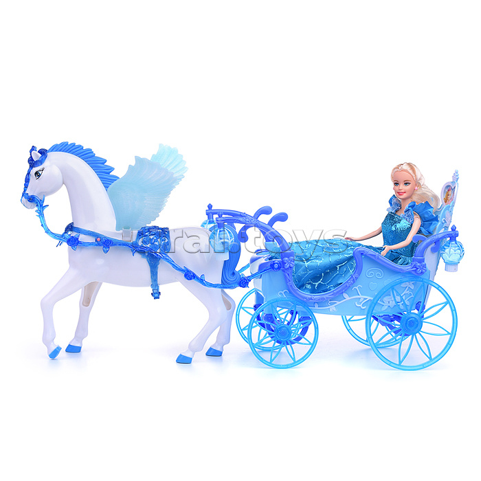 Карета "Снежная принцесса" с лошадкой и куклой, в коробке