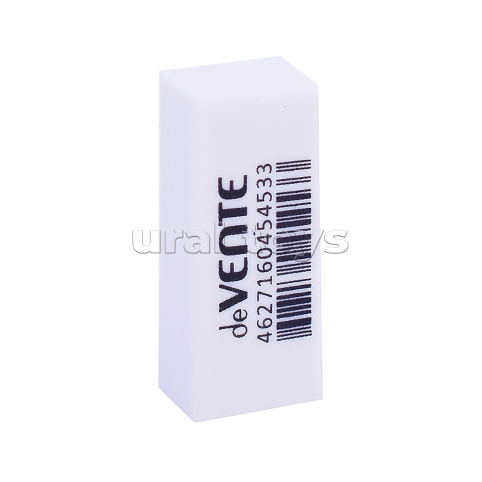 Ластик "deVENTE. Box" синтетический каучук, прямоугольный белый, 31x13x9 мм, dust-free, индивидуальная маркировка, в картонном дисплее