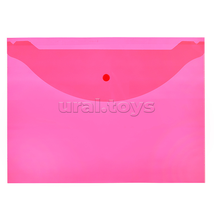 Папка-конверт на кнопке "Attomex" A4 (330x240 мм) 120 мкм, полупрозрачная красная
