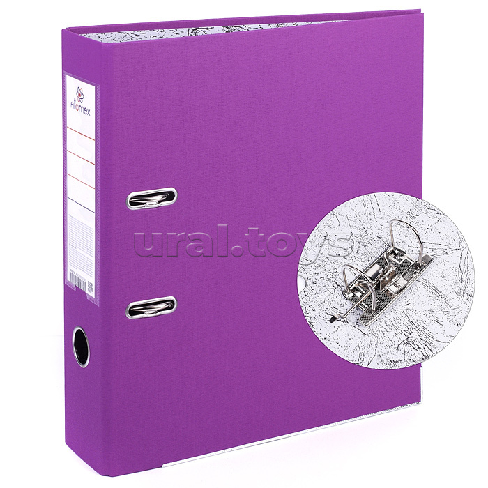 Папка с арочным механизмом "Attomex" A4 75 мм PVC разобранная, металлическая окантовка, запечатка форзаца, наварной карман с этикеткой, фиолетовая