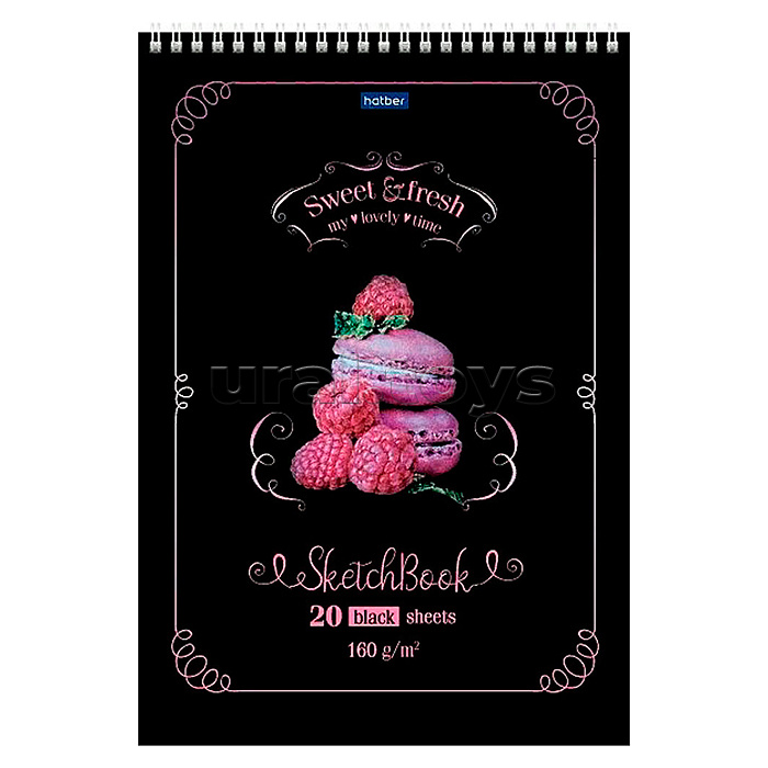Альбом для рисования SketchBook 20л "Сладкое настроение" А4ф блок из черной бумаги