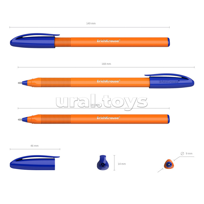 Ручка шариковая ErichKrause® U-108 Orange Stick 1.0, Ultra Glide Technology, цвет чернил синий