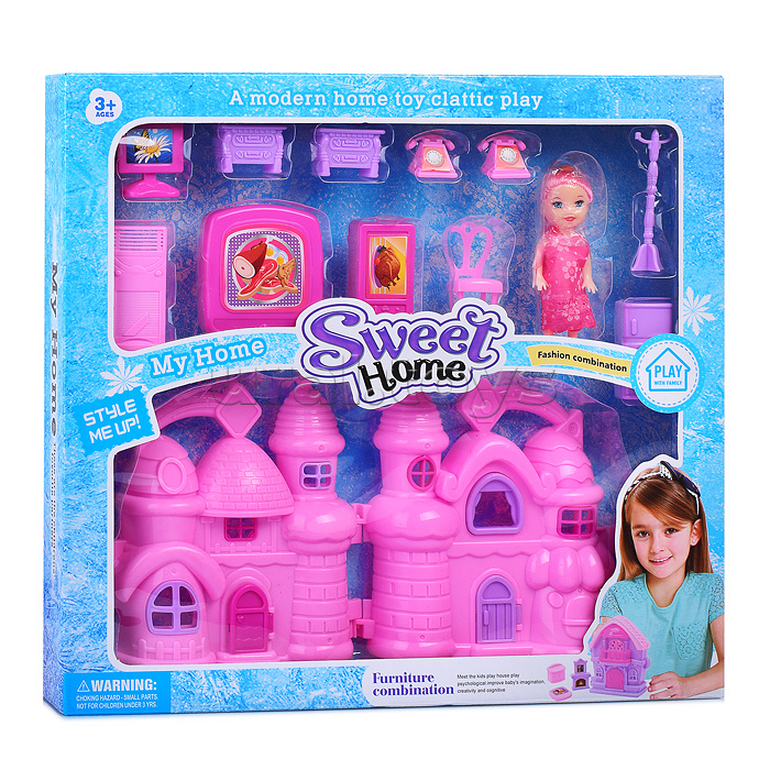 Дом для кукол "Сказочный домик" с аксессуарами, в коробке