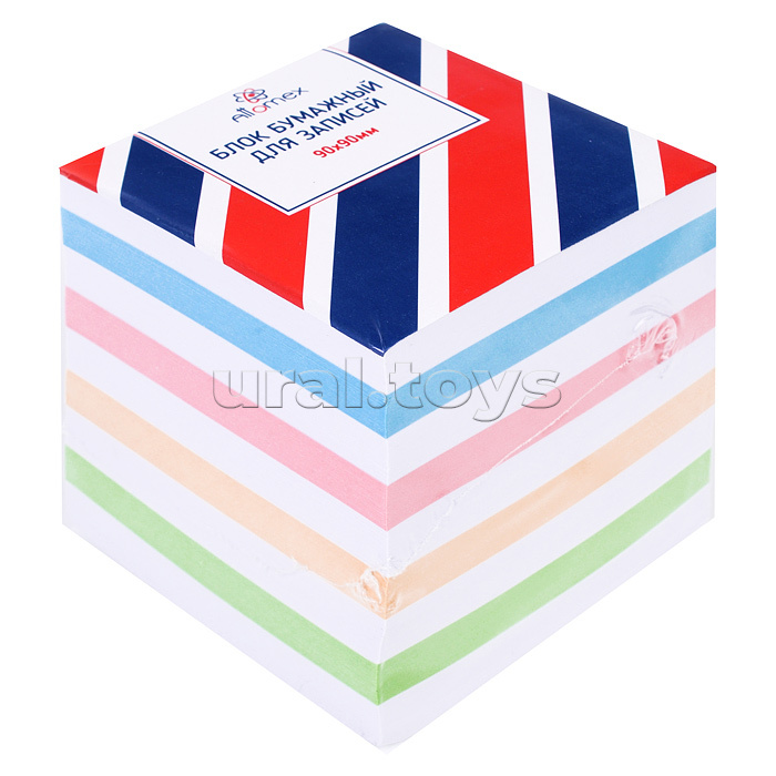 Куб бумажный для записей "Attomex" 90x90x90 мм цветной, непроклеенный, плотность 65 г/м², белизна 90%