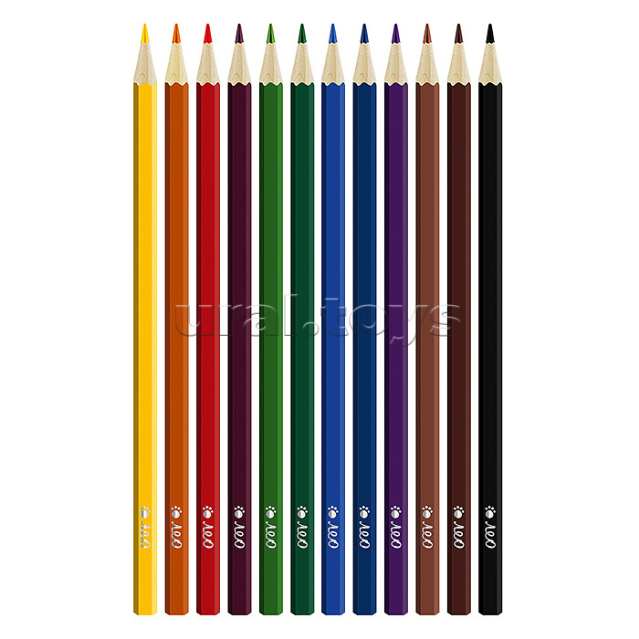 Набор цветных  карандашей 12 цв. "Ярко" заточенный