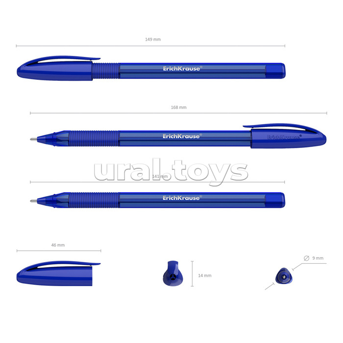 Ручка шариковая ErichKrause® U-109 Original Stick&Grip 1.0, Ultra Glide Technology, цвет чернил синий