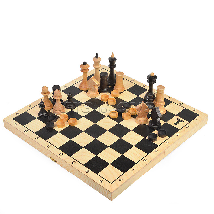Игра 3в1 малая с гроссмейстерскими деревянными шахматами «Объедовские» (нарды, шахматы, шашки) «Клас
